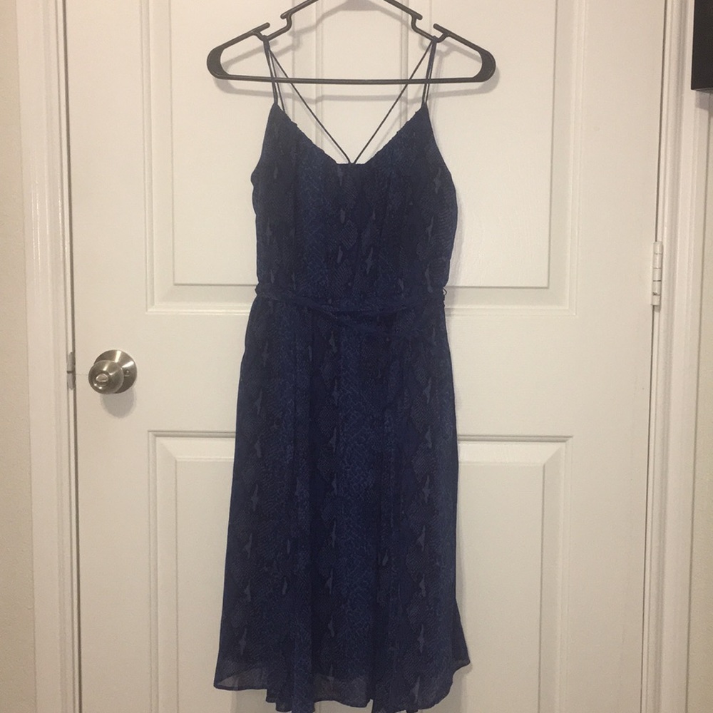 Banana Republic Snake Blue Chiffon Summer Dress XS